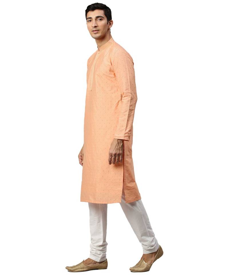 orange silk Kurta Churidar Set
