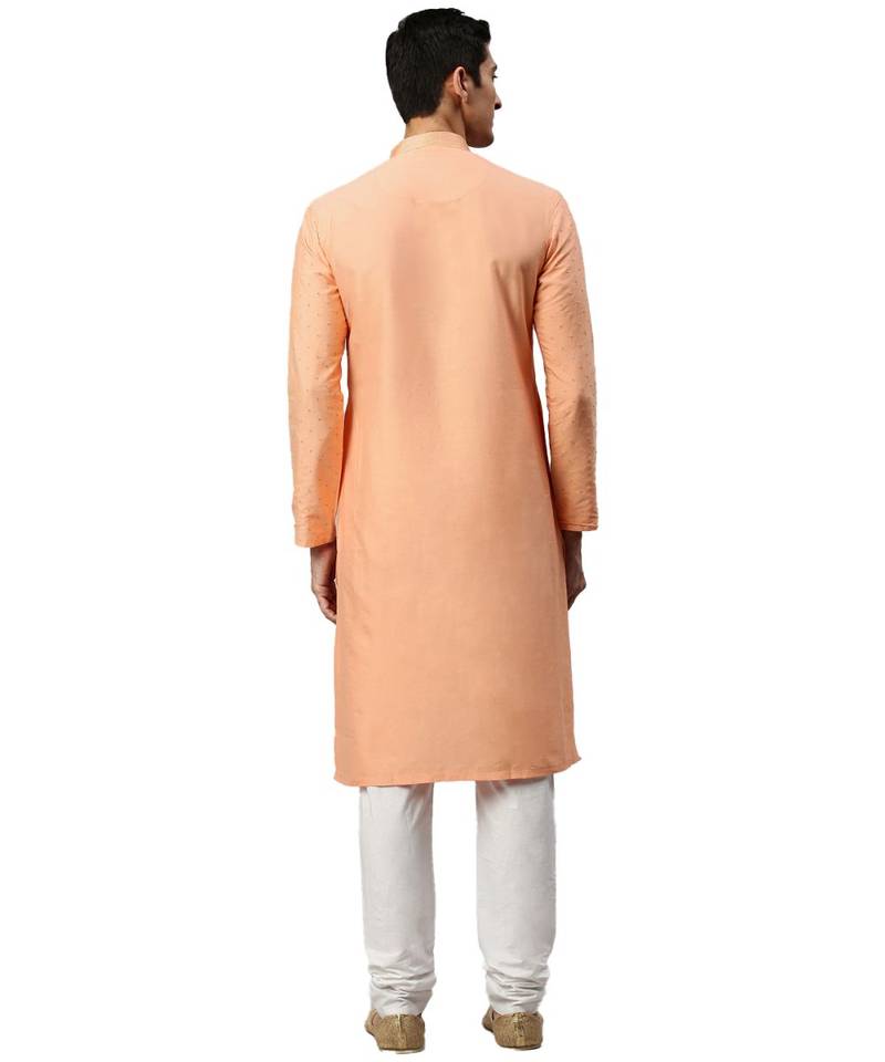 orange silk Kurta Churidar Set