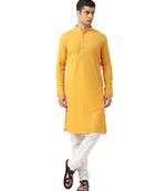Yellow Crepe Kurta Churidar Set