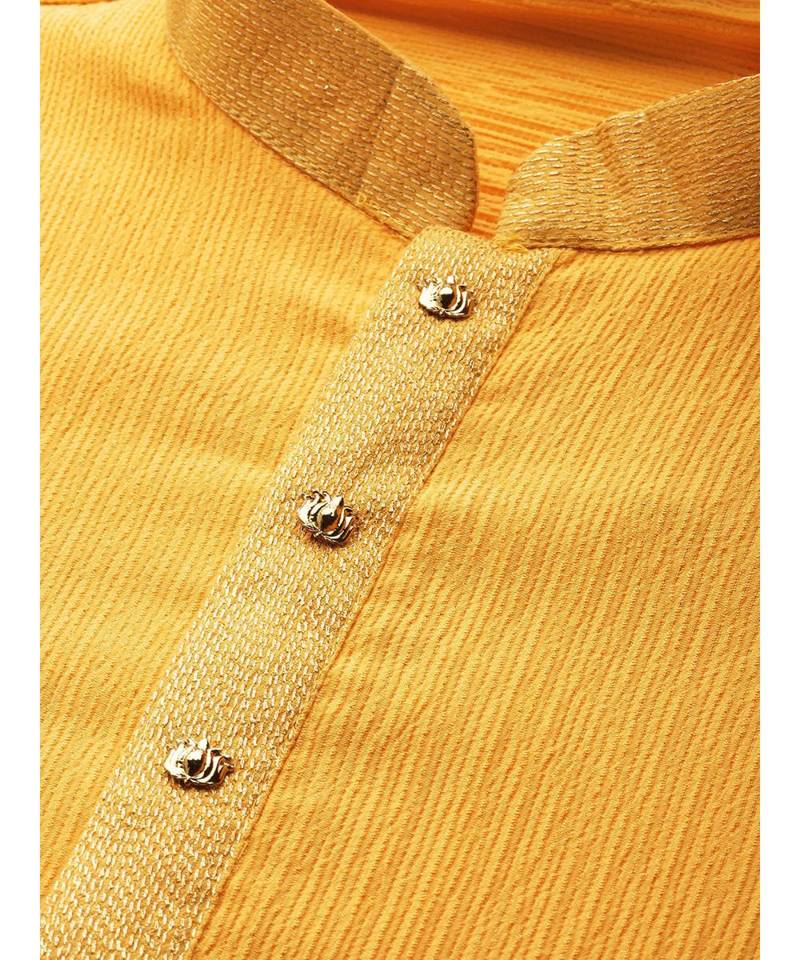 Yellow Crepe Kurta Churidar Set