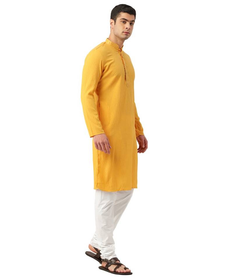 Yellow Crepe Kurta Churidar Set