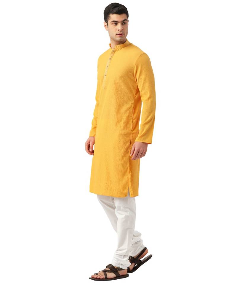 Yellow Crepe Kurta Churidar Set