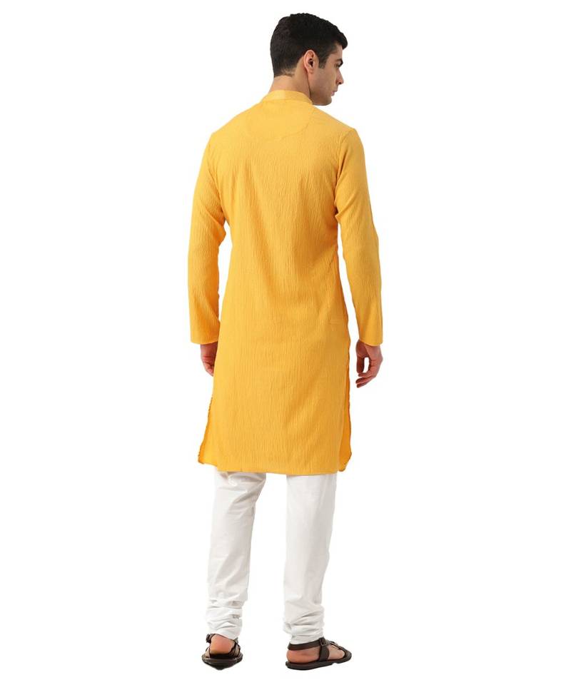 Yellow Crepe Kurta Churidar Set