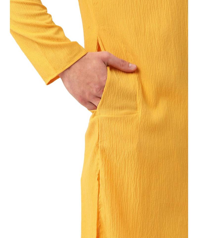 Yellow Crepe Kurta Churidar Set