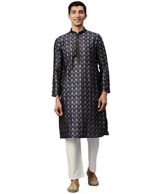 Blue silk Kurta Churidar Set 1
