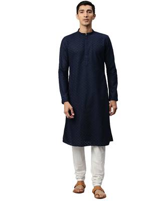Blue cotton Kurta Churidar Set 1