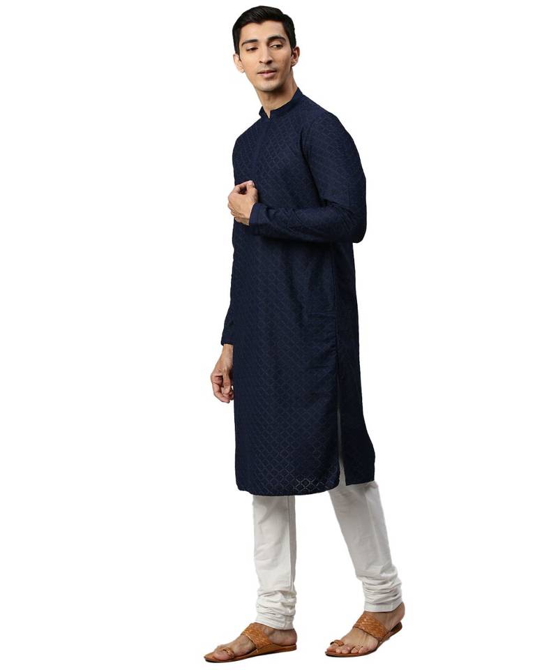 Blue cotton Kurta Churidar Set