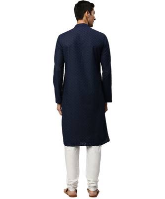 Blue cotton Kurta Churidar Set 4