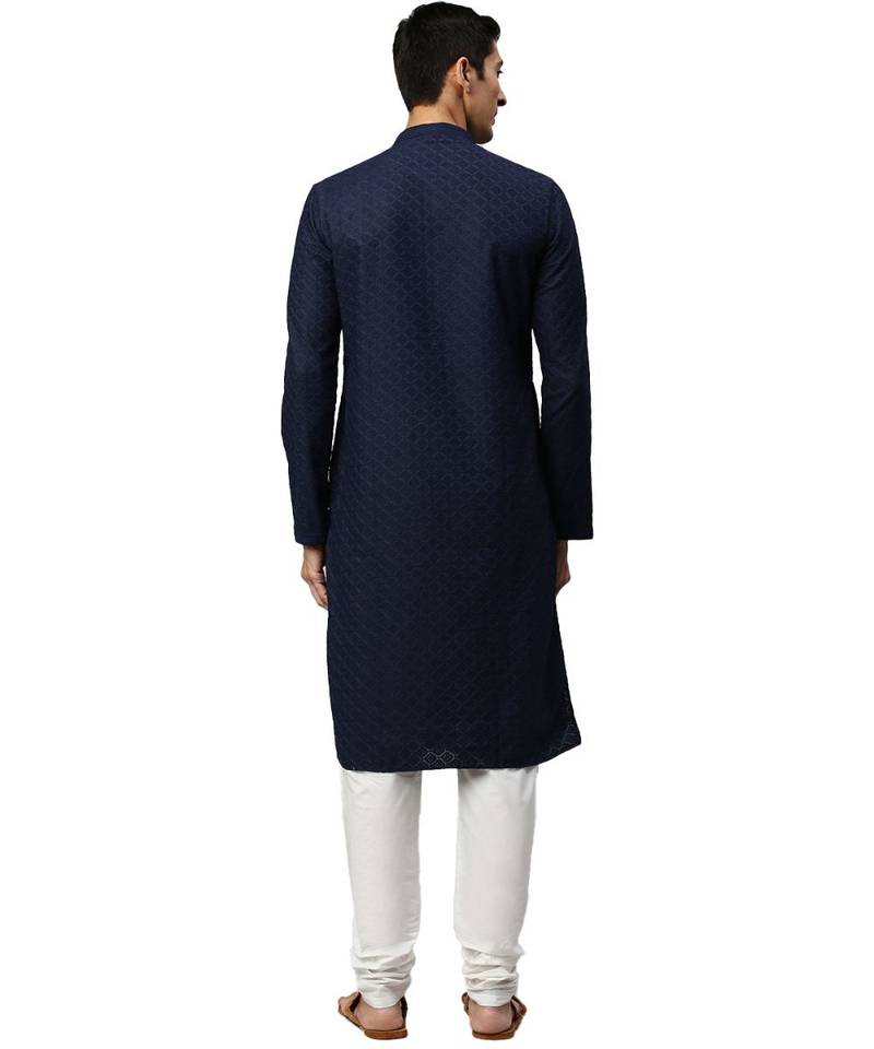 Blue cotton Kurta Churidar Set