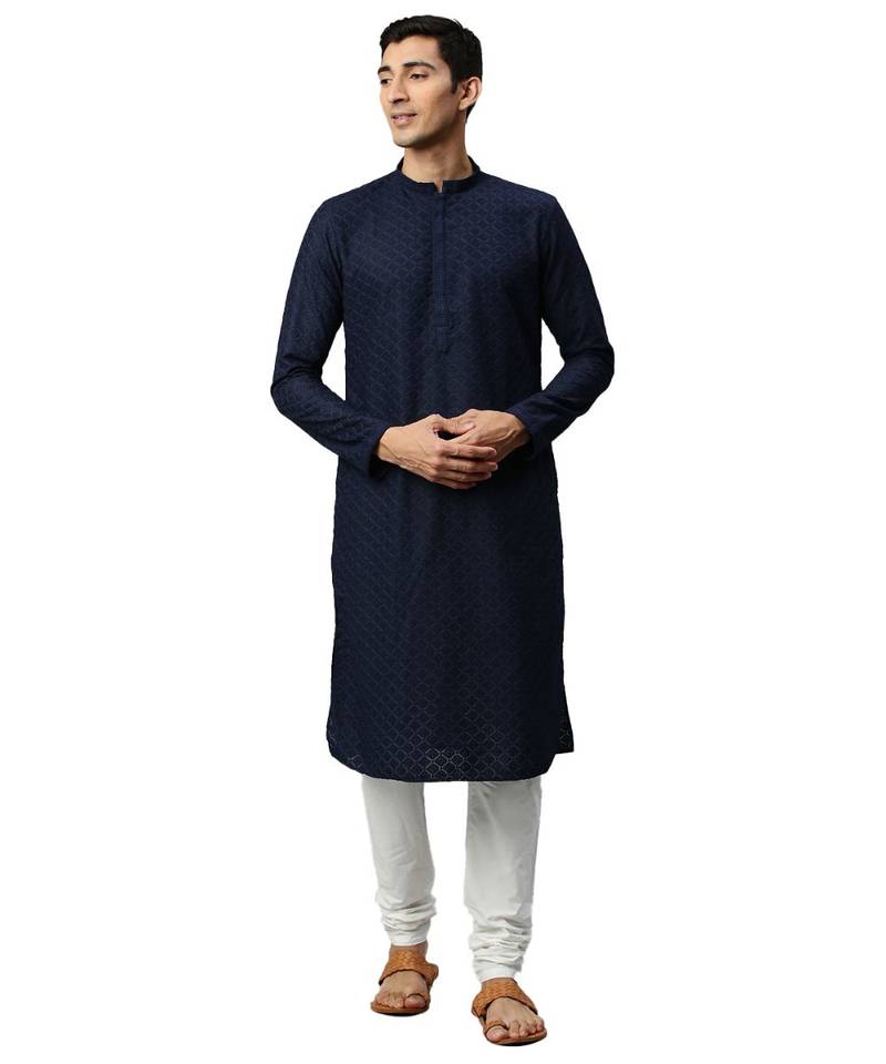 Blue cotton Kurta Churidar Set