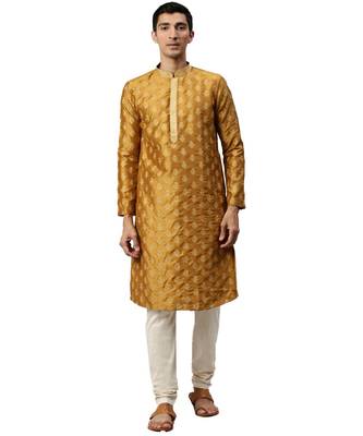 yellow Viscose Kurta Churidar Set 1