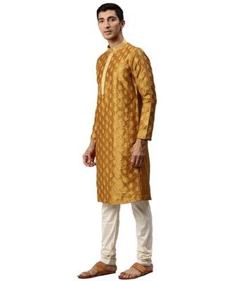 yellow Viscose Kurta Churidar Set 3