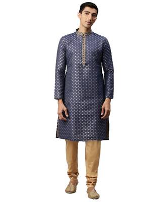 Blue silk Kurta Churidar Set 1