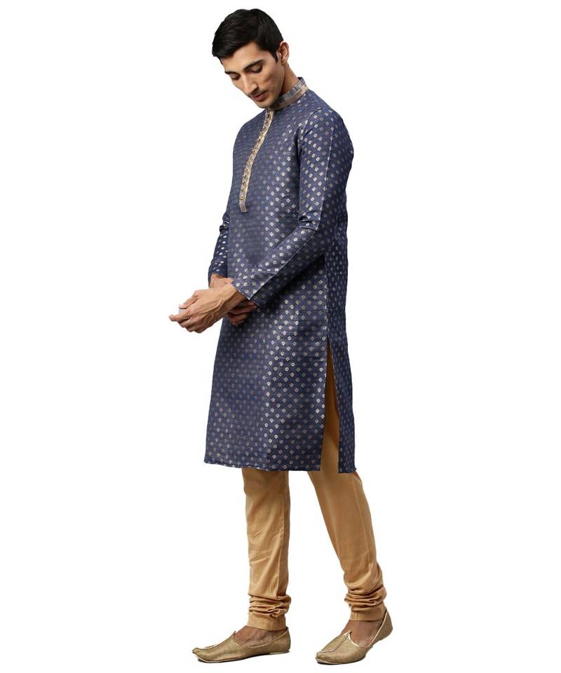 Blue silk Kurta Churidar Set