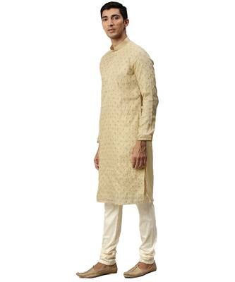 Beige Chanderi Kurta Churidar Set 3