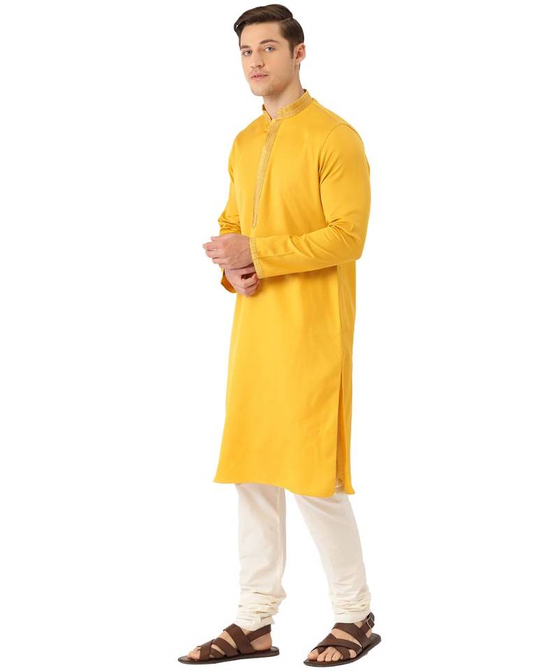 yellow silk Kurta Churidar Set