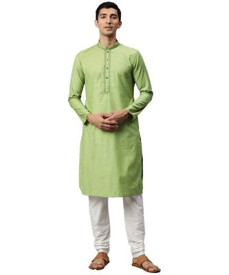 Green silk Kurta Churidar Set 1