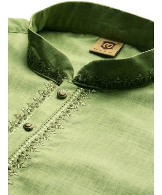 Green silk Kurta Churidar Set 2