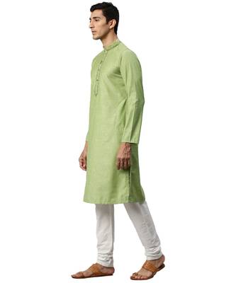Green silk Kurta Churidar Set 3