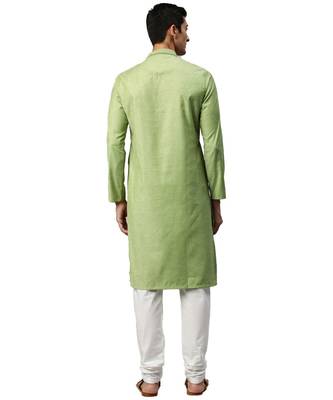 Green silk Kurta Churidar Set 4