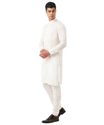 White cotton Kurta Pajama Set 3