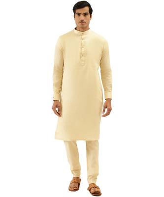 Beige cotton Kurta Pajama Set 1