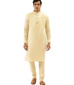 Beige cotton Kurta Pajama Set