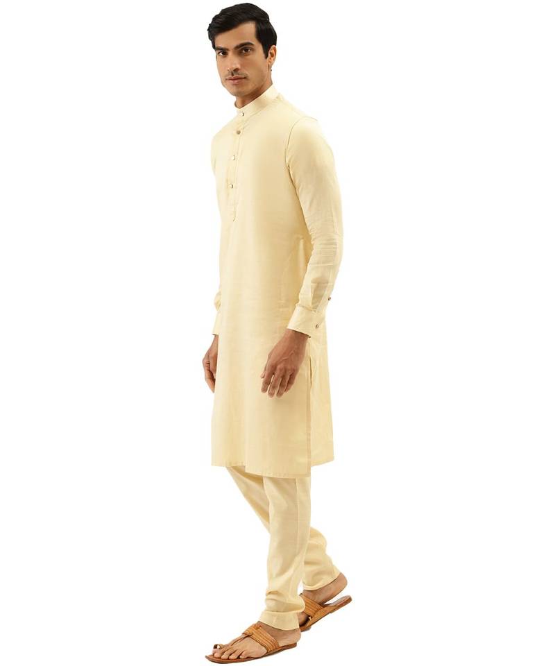 Beige cotton Kurta Pajama Set