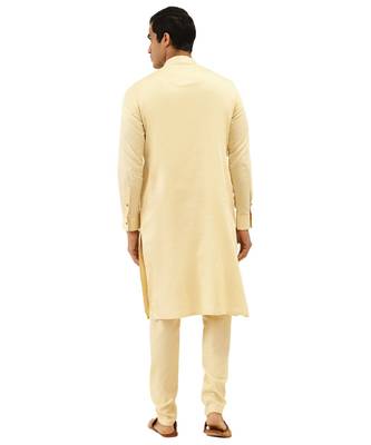 Beige cotton Kurta Pajama Set 4