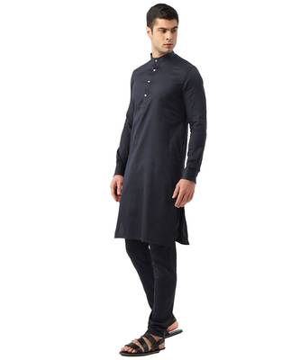 Blue cotton Kurta Pajama Set 4