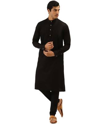 Black cotton Kurta Pajama Set 1