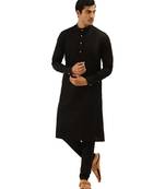 Black cotton Kurta Pajama Set
