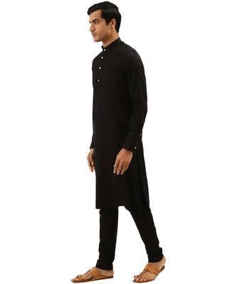 Black cotton Kurta Pajama Set 3