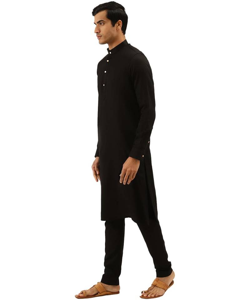 Black cotton Kurta Pajama Set