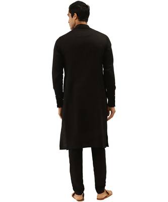 Black cotton Kurta Pajama Set 4