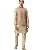 red silk Jacket Kurta Churidar Set