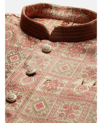 red silk Jacket Kurta Churidar Set 2