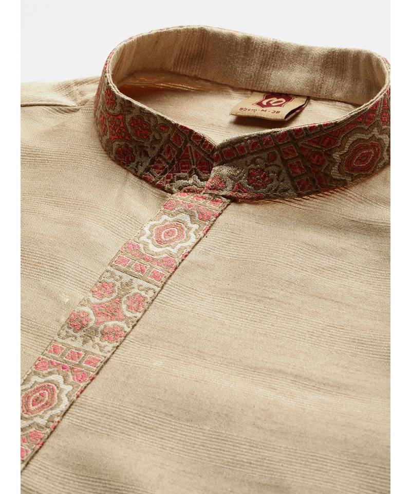 red silk Jacket Kurta Churidar Set