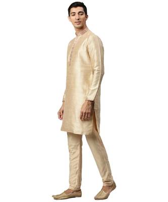 red silk Jacket Kurta Churidar Set 4