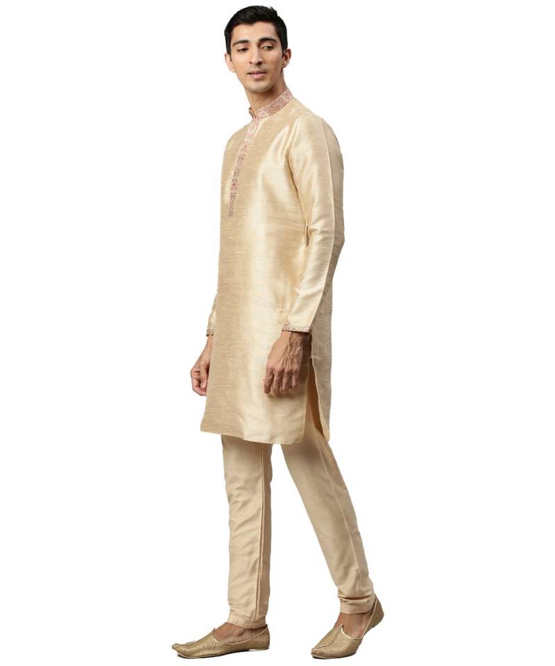 red silk Jacket Kurta Churidar Set
