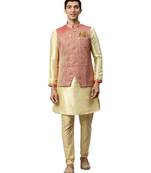 red silk Jacket Kurta Churidar Set