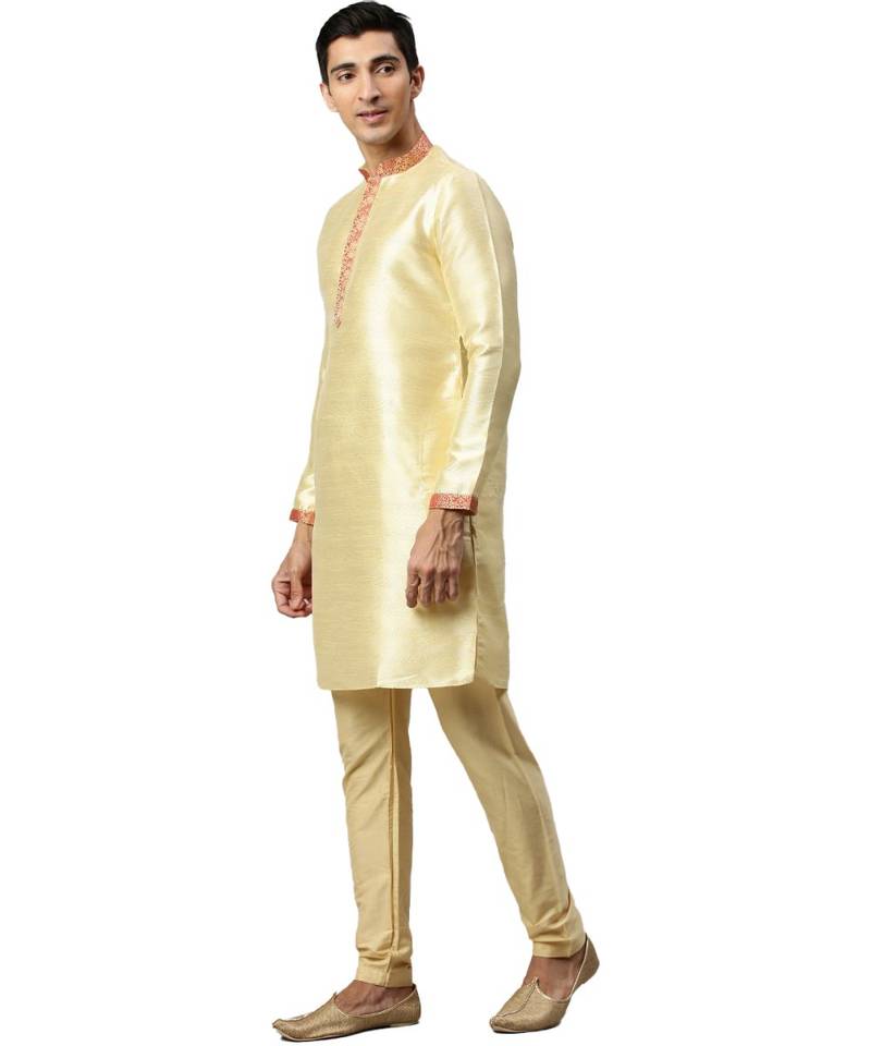 red silk Jacket Kurta Churidar Set