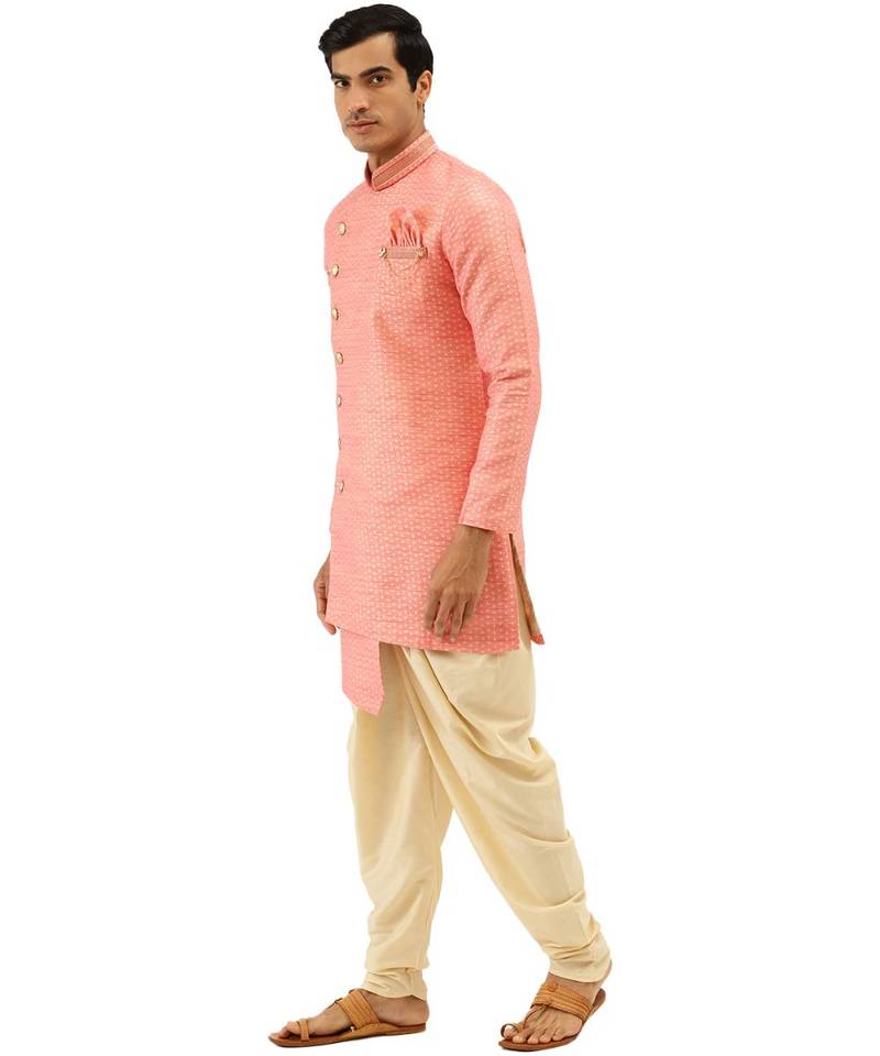 red Art Silk Semi Indo-Western and Patiala Set