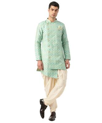 Green Art Silk Semi Indo-Western and Patiala Set 1