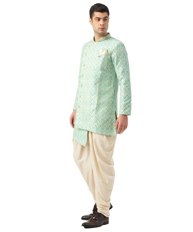 Green Art Silk Semi Indo-Western and Patiala Set