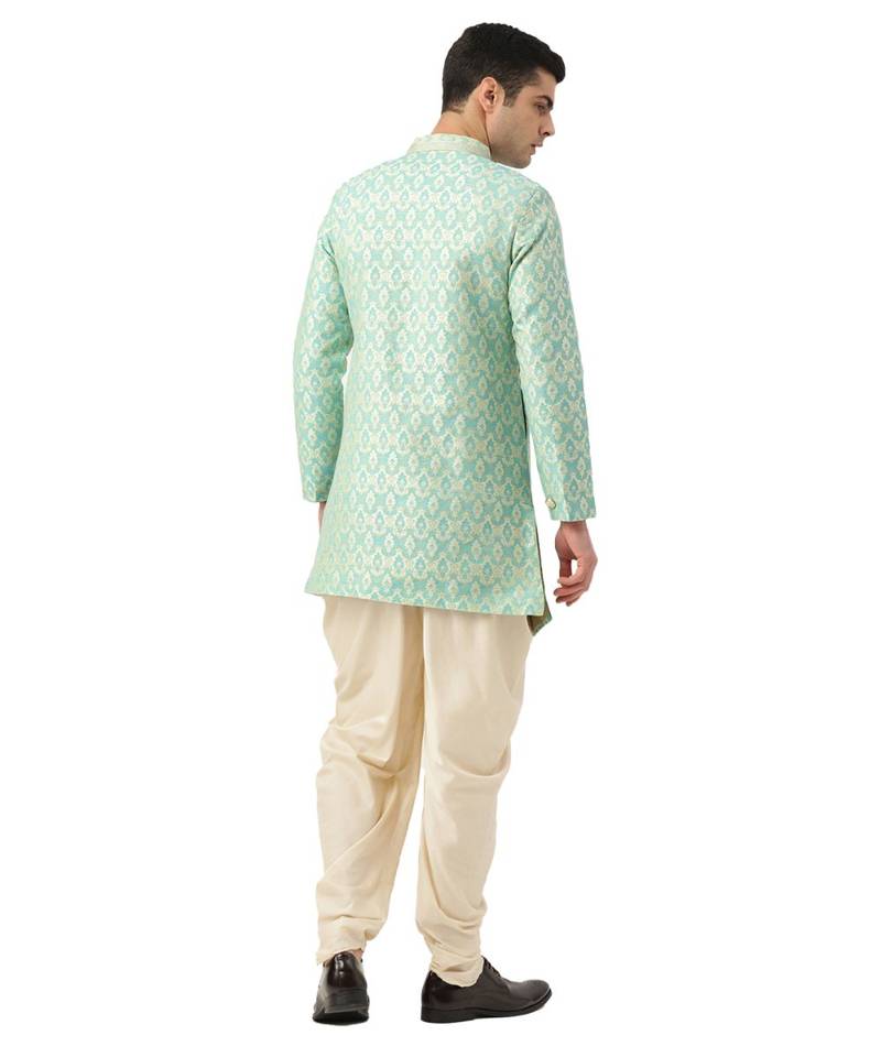 Green Art Silk Semi Indo-Western and Patiala Set