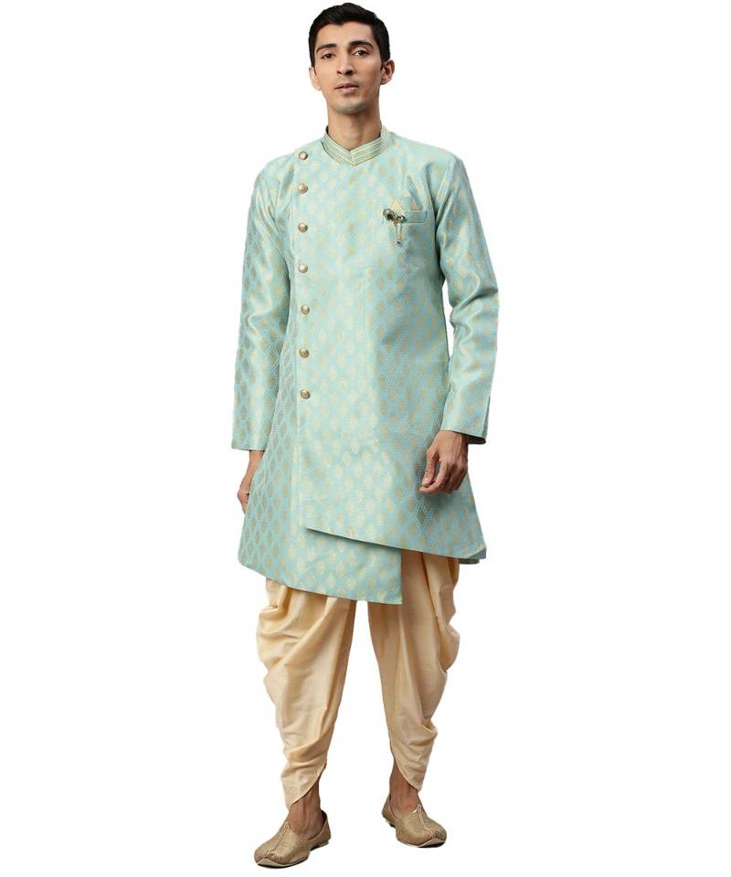 Blue silk Semi Indo-Western and Patiala Set