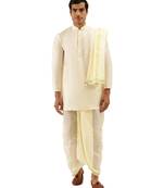 Beige Art Silk Kurta Dhoti Set