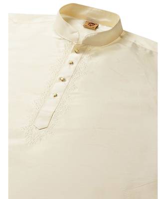 Beige Art Silk Kurta Dhoti Set 2