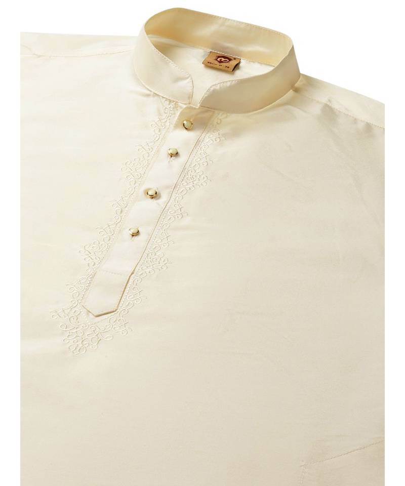 Beige Art Silk Kurta Dhoti Set